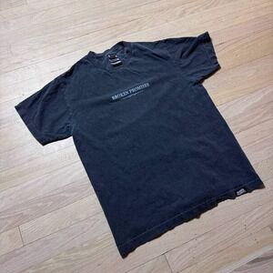 Broken Promises Mens Small Charcoal Gray Mineral Wash Logo Graphic T-Shirt